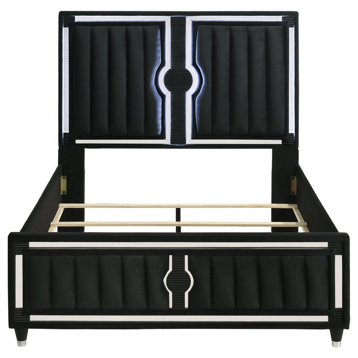 Ravenne Velvet Upholstered LED Panel Bed