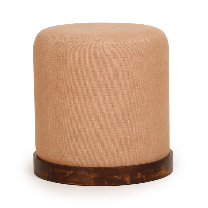 Como Burl and Peach Cotton Jute Contract-Grade Accent Stool
