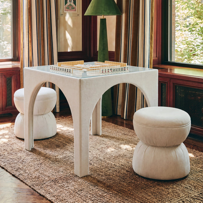 Tomlin Ruched Performance Fabric Game Ottoman