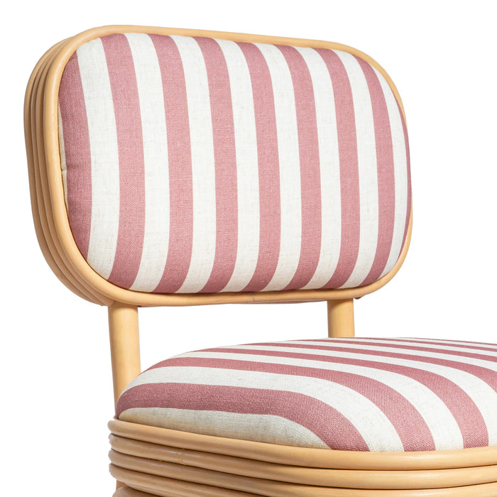 Dorine Striped Performance Linen &amp; Rattan Dining Chair