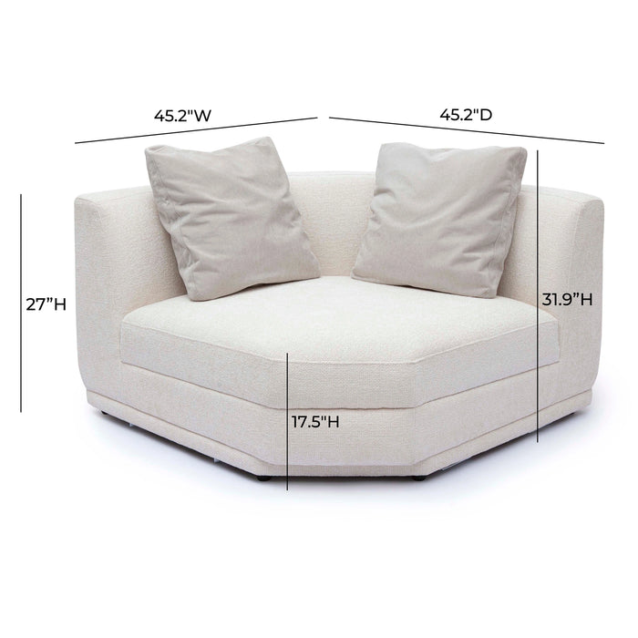 Perry Cream Performance Chenille Modular Wedge Corner Chair