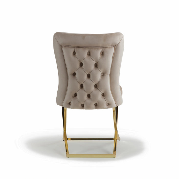 Ottomanson Royal Collection Upholstered Gold Legged Dining Chair, Set of 2