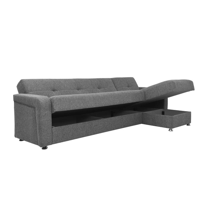 Ottomanson Harmony Collection Upholstered Convertible Sectional with Storage