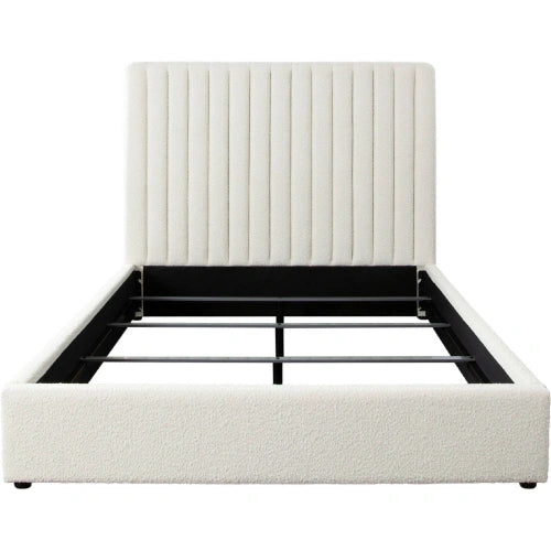 Brooke 54" Queen Bed w/ Vertical Channel Tuft in Ivory Boucle