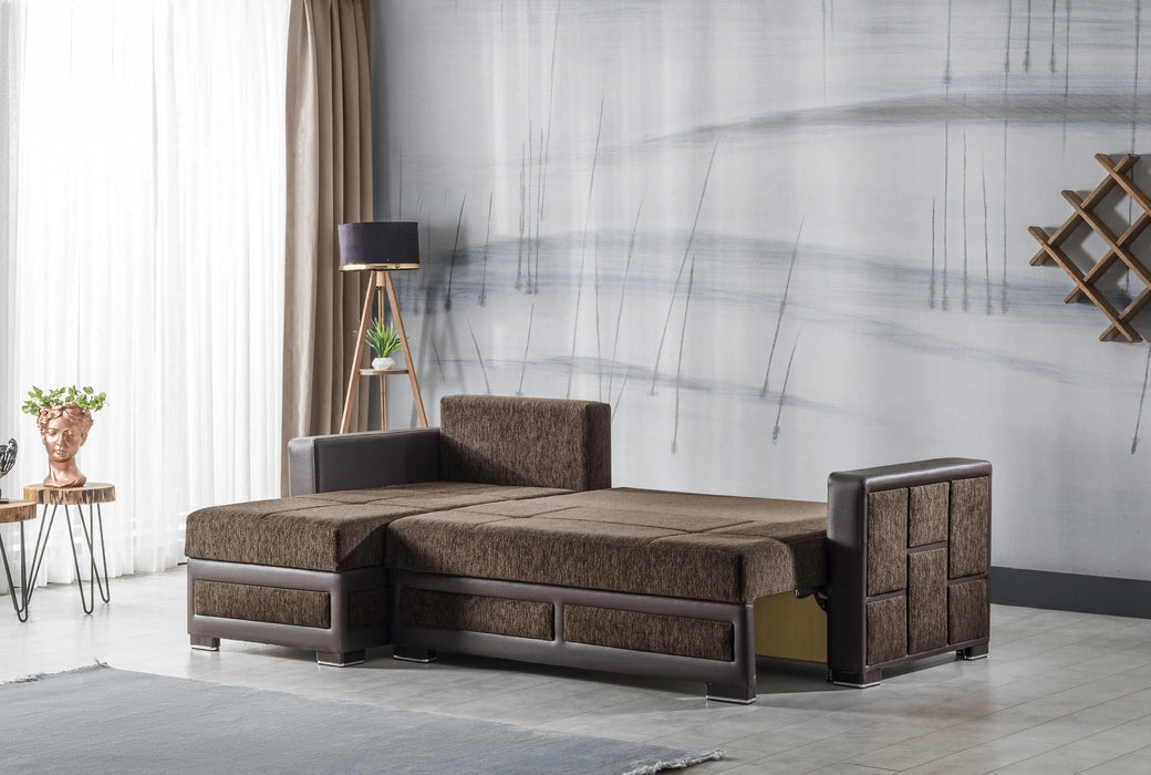 Ottomanson Loft Collection Upholstered Convertible Sectional with Storage