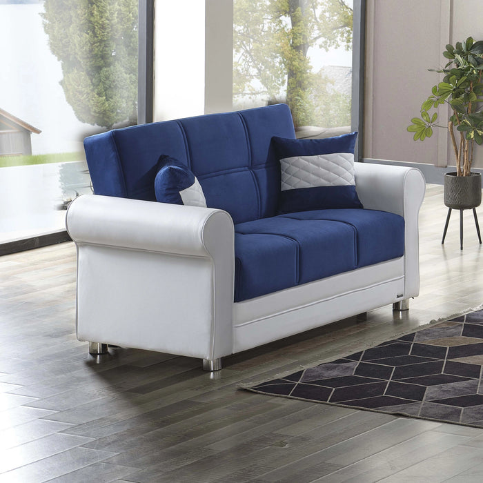 Ottomanson Avalon Collection Upholstered Convertible Loveseat with Storage