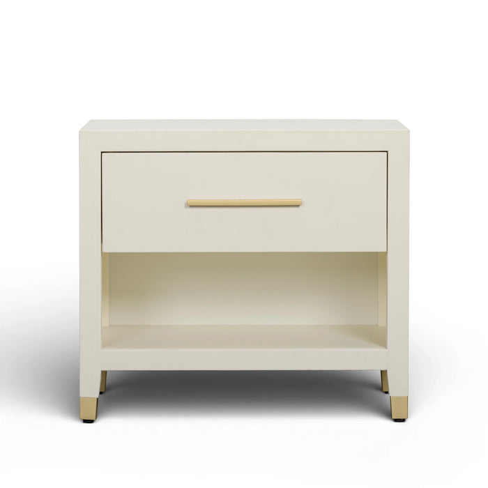 Dani 25" Cream Faux Shagreen Nightstand with Drawer