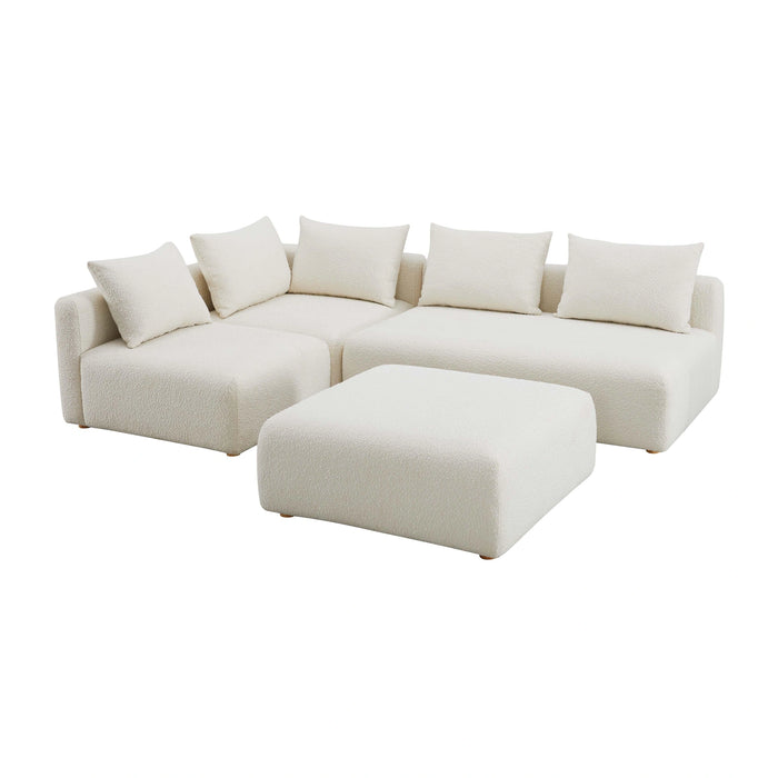 Hangover 4-Piece Cream Performance Boucle Modular Chaise Sectional