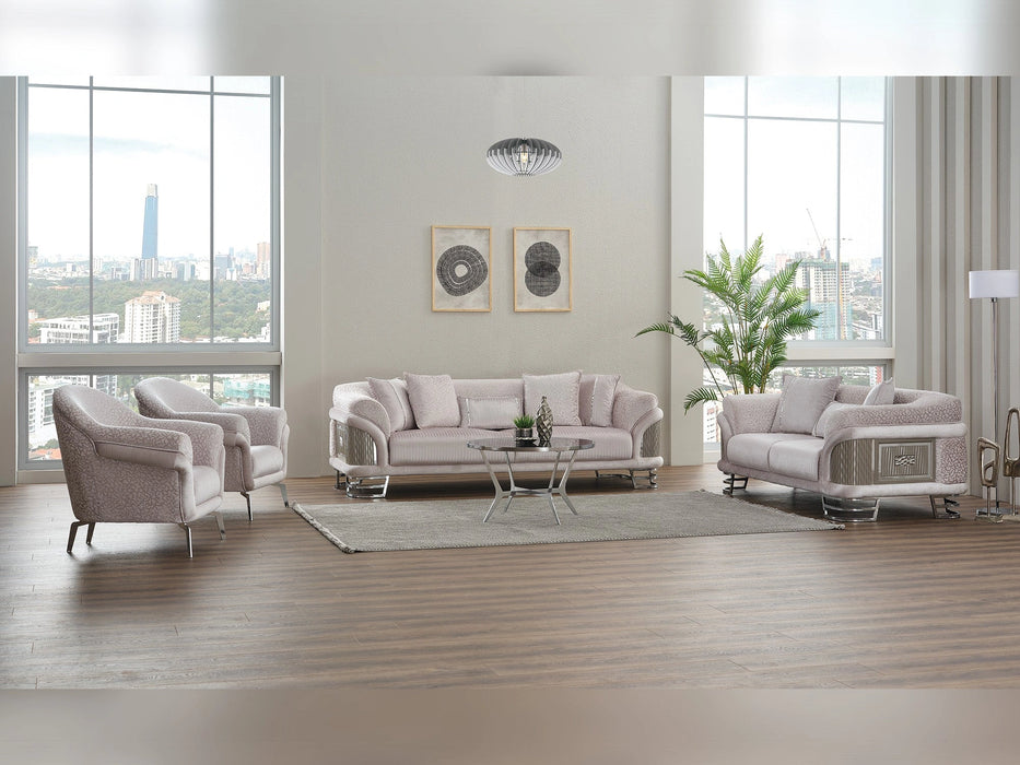 Versace 3-pieces (Sofa & Loveseat & Chair) Livingroom Set Light Grey