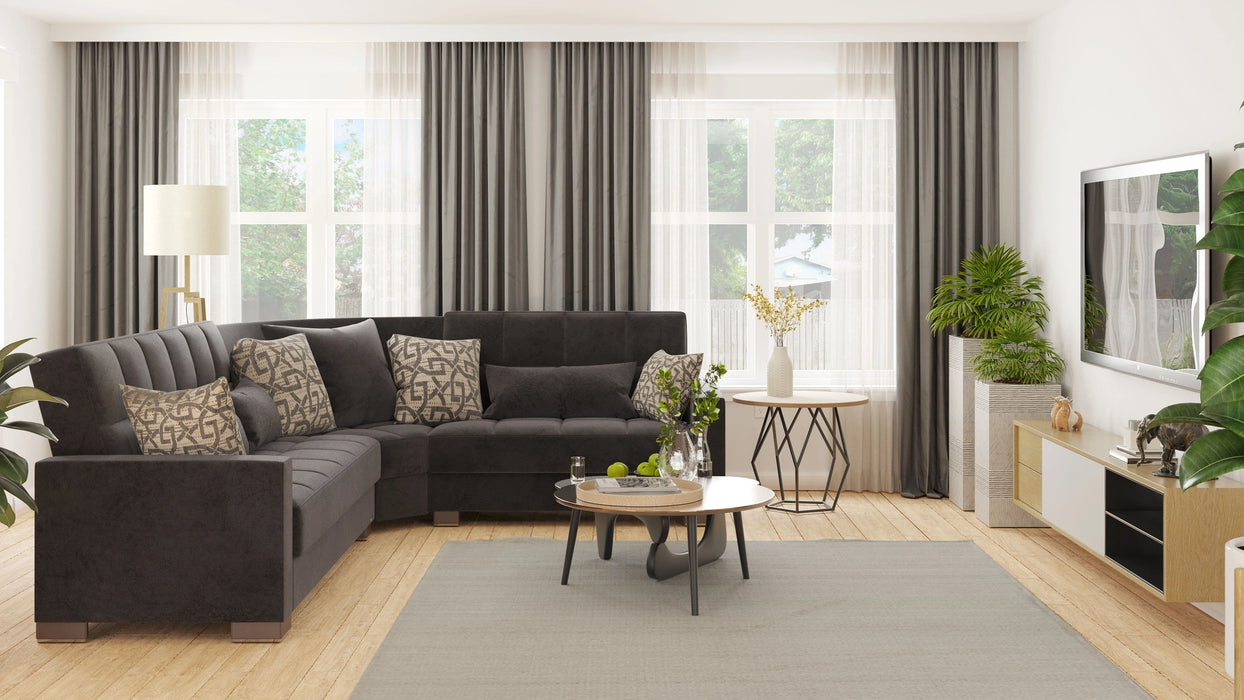 Ottomanson Armada Collection Upholstered Convertible Sectional with Storage