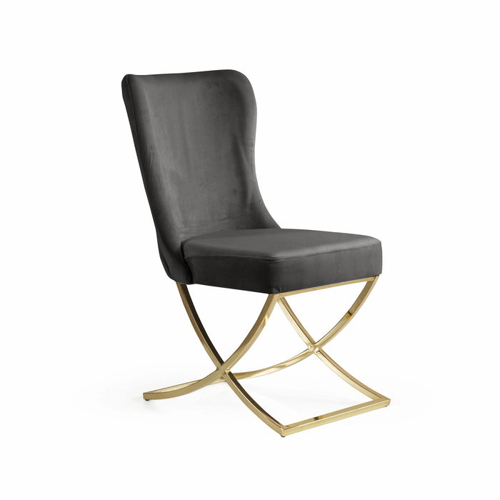 Ottomanson Royal Collection Upholstered Gold Legged Dining Chair, Set of 2