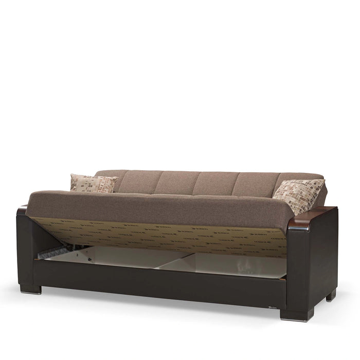 Ottomanson Armada X Collection Upholstered Convertible Wood Trimmed Sofabed with Storage