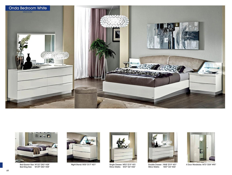 ESF Furniture Onda Queen Platform Bed in White