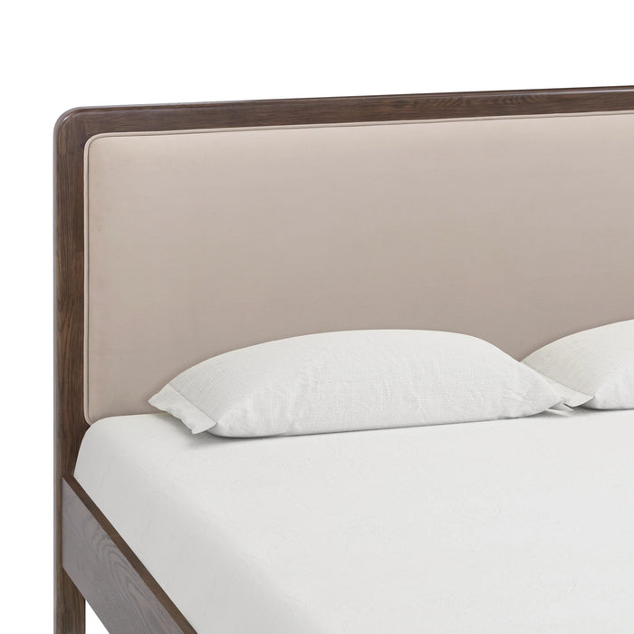 Hella Contract-Grade Velvet and Ash Wood Bed