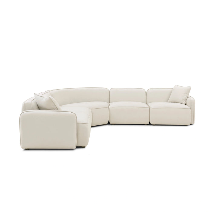 Travie 5-Piece Sand Upcycled Performance Linen Modular Large L-Sectional