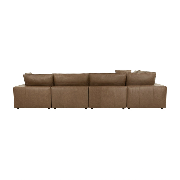 Cali 7-Piece Brown Leather Modular Large Chaise Sectional