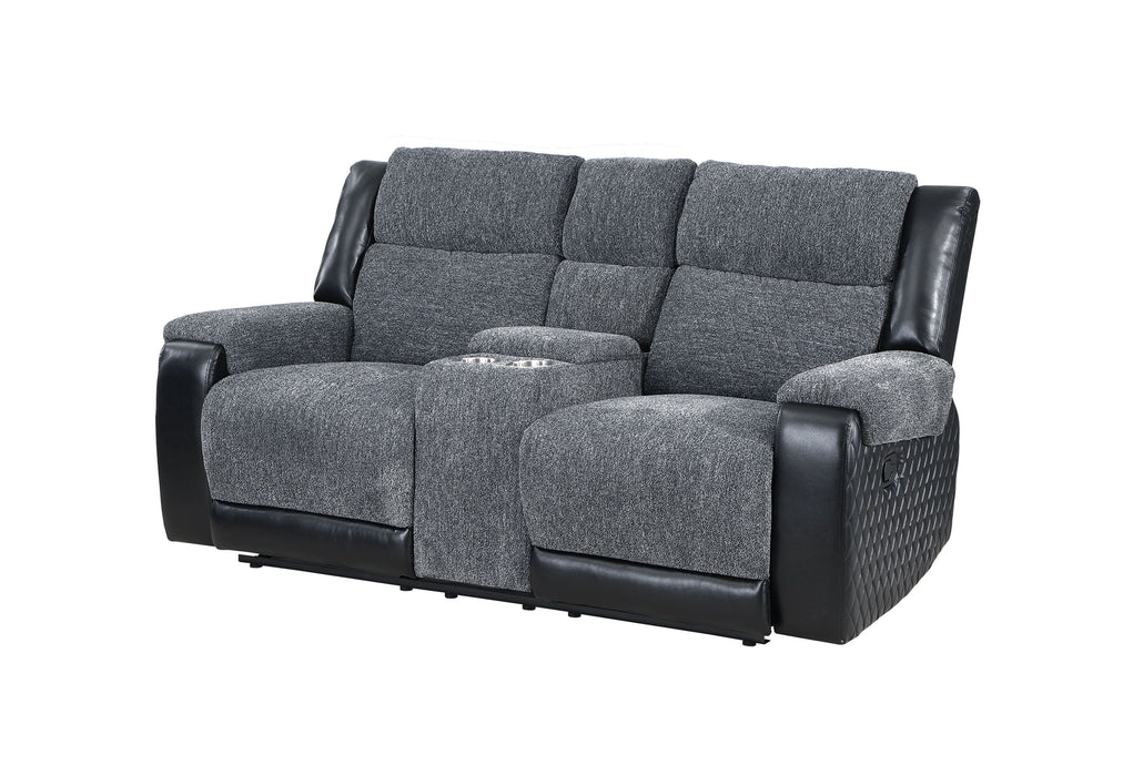 U5914 Grey/Black Console Reclining Loveseat