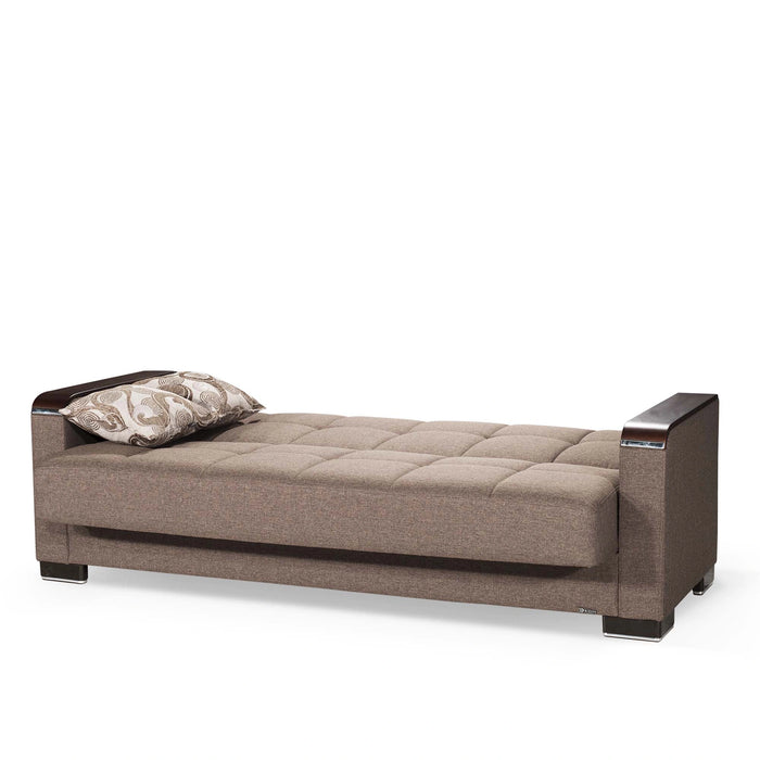 Ottomanson Armada X Collection Upholstered Convertible Wood Trimmed Sofabed with Storage