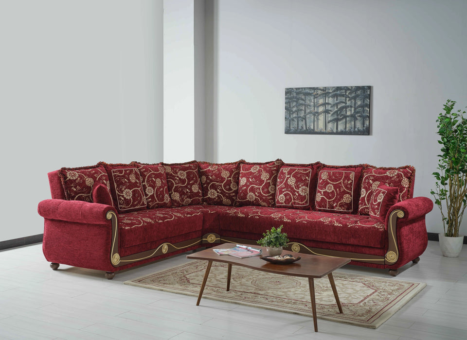 Ottomanson Americana Collection Upholstered Convertible Sectional with Storage
