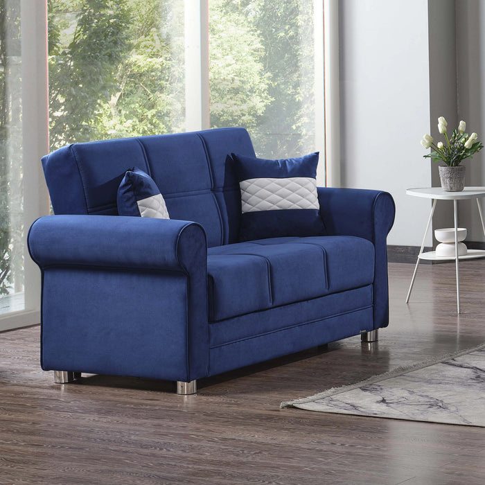 Ottomanson Sara Collection Upholstered Convertible Loveseat with Storage