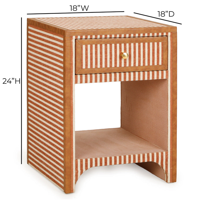 Kora 18" Cotton Jute 1-Drawer Contract-Grade Nightstand