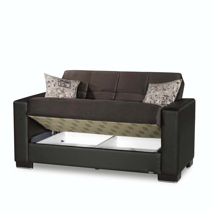 Ottomanson Armada Collection Upholstered Convertible Loveseat with Storage