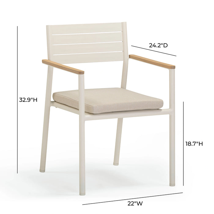 Sardinia Cream Performance Fabric Outdoor Dining Chair - Set of 2