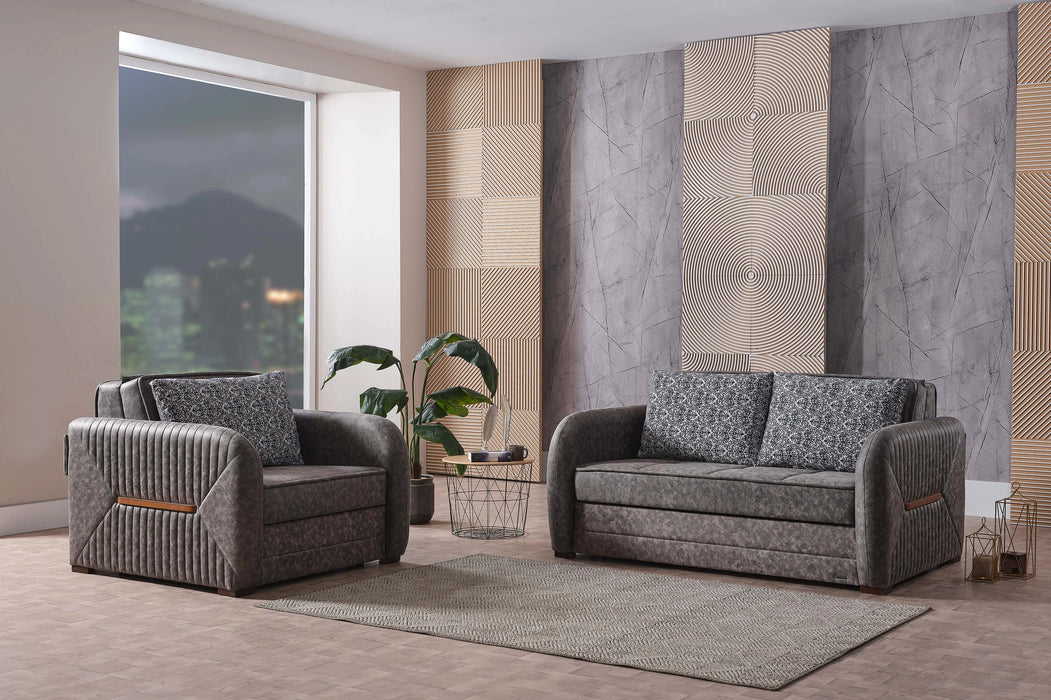 Ottomanson Speedy Collection Upholstered Convertible Loveseat with Storage