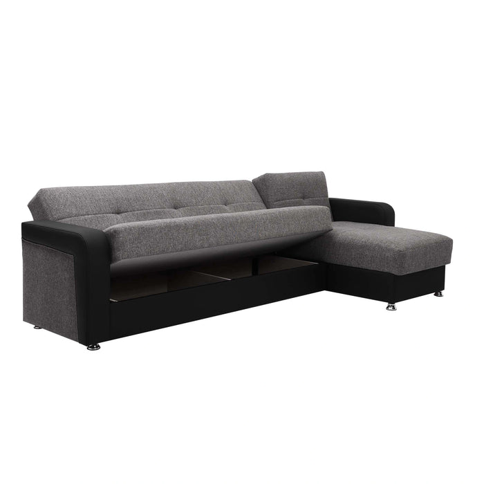 Ottomanson Harmony Collection Upholstered Convertible Sectional with Storage
