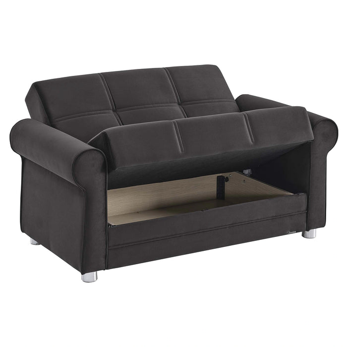Ottomanson Sara Collection Upholstered Convertible Loveseat with Storage
