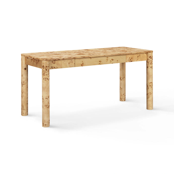 Berri 60" Natural Burl 3-Drawer Work Desk