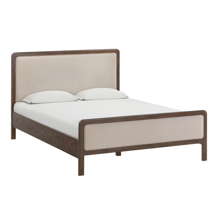 Hella Contract-Grade Velvet and Ash Wood Bed