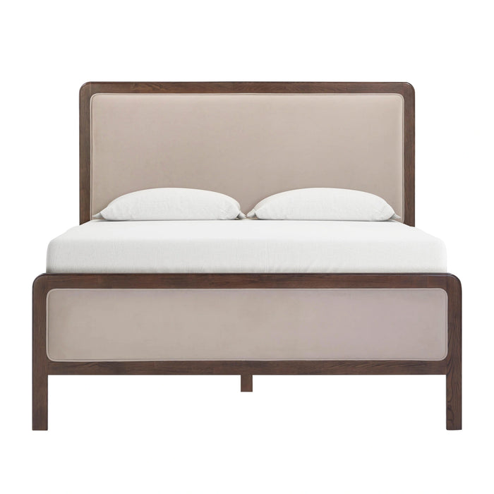 Hella Contract-Grade Velvet and Ash Wood Bed