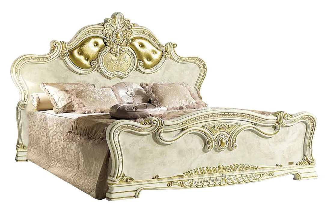 ESF Furniture Leonardo King Upholstered Panel Bed in Ivory
