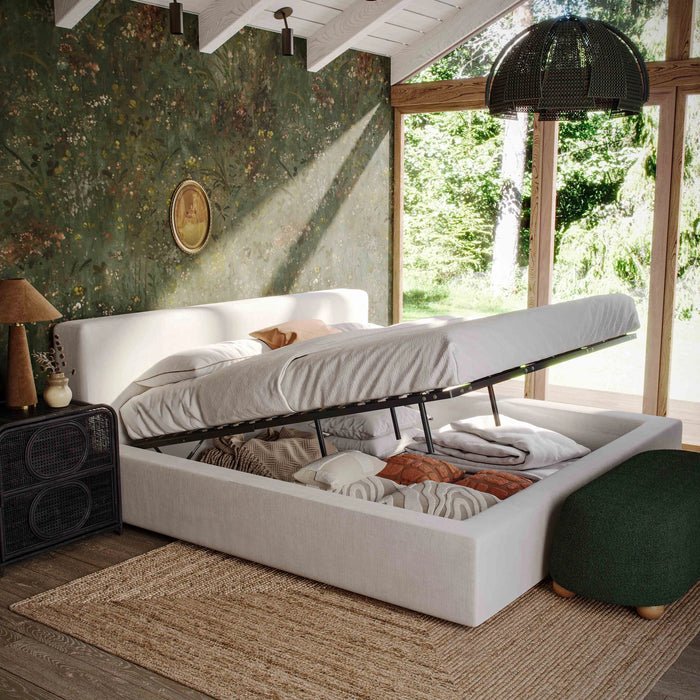 Meena Cream Upcycled Performance Linen Storage Bed