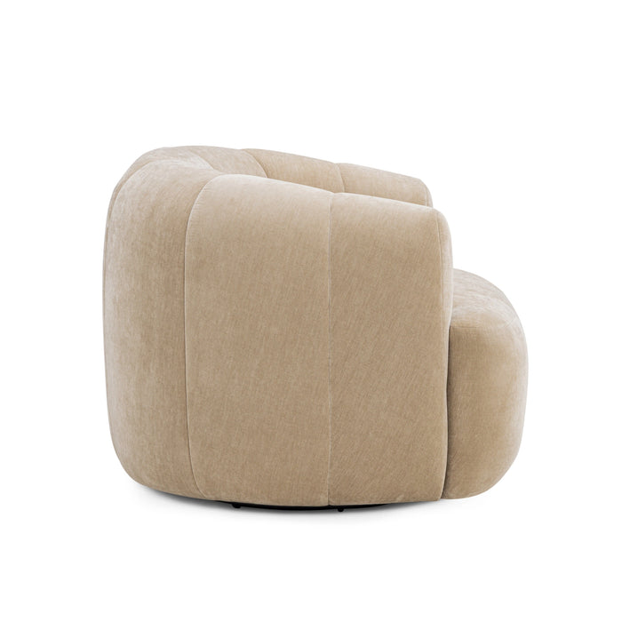 Jasmine Upcycled Contract-Grade Basketweave Fabric Swivel Accent Chair