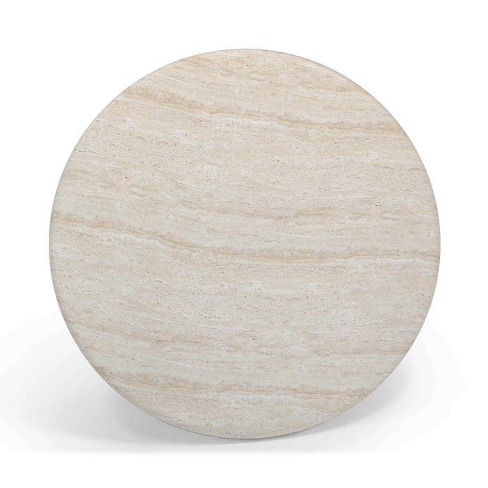 Cynthia 36" Faux Travertine Concrete Indoor/Outdoor Coffee Table