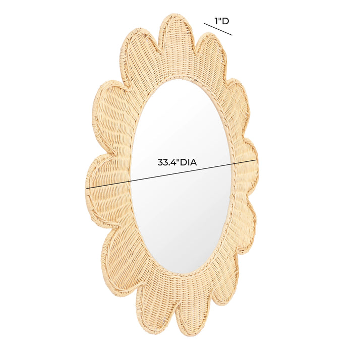 Coralie 33.4" Rattan Round Wall Mirror