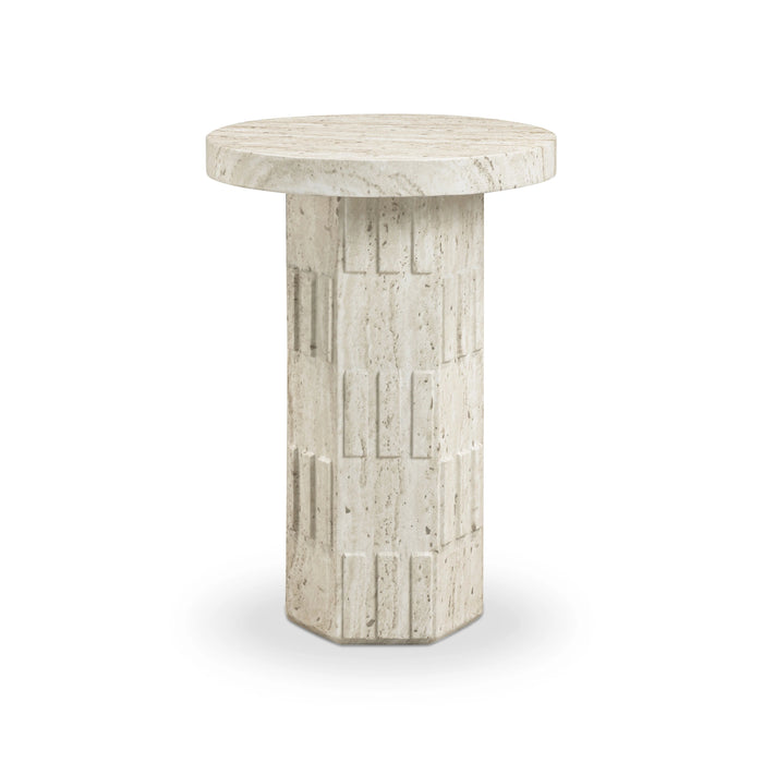 Asta Faux Travertine Indoor/Outdoor Concrete Side Table