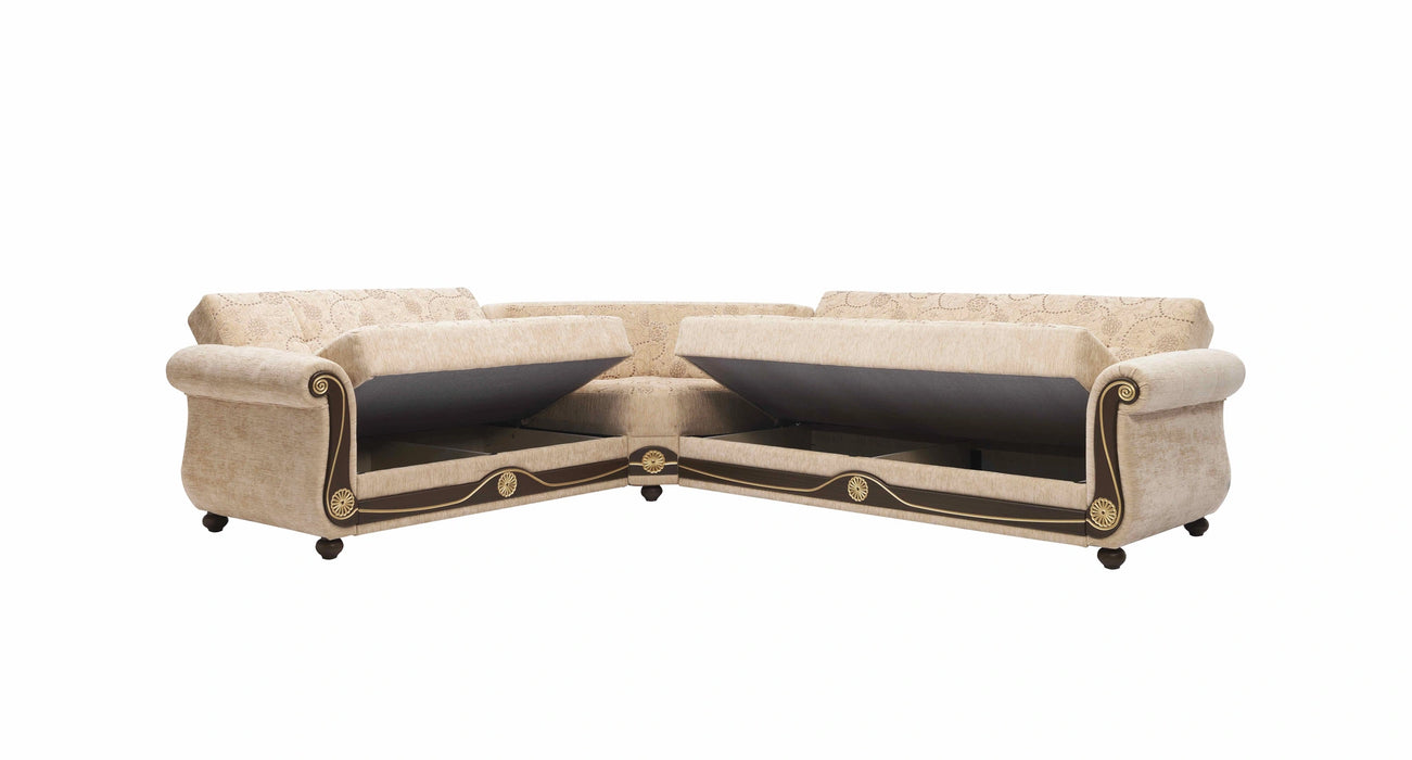 Ottomanson Americana Collection Upholstered Convertible Sectional with Storage