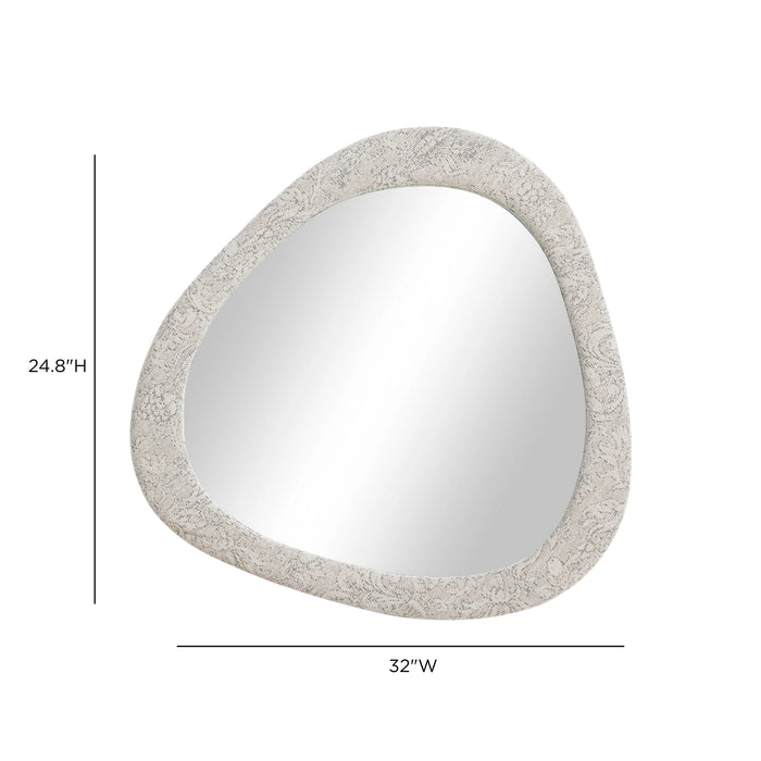 Klaryss 32"X25" Neutral Floral Jacquard Wall Mirror