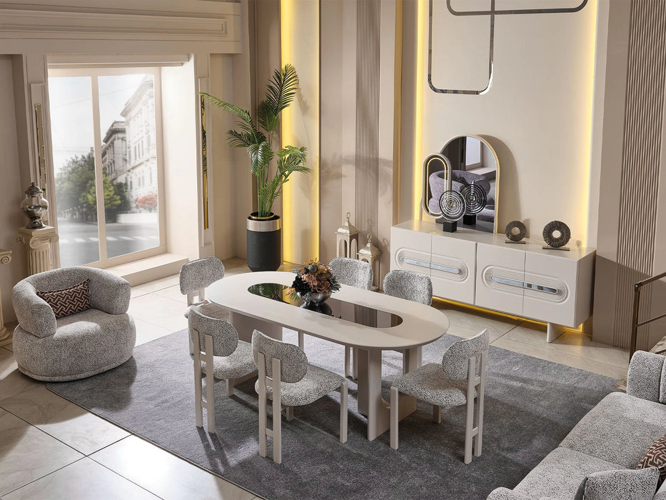 Parma Diningroom (Consol With Mirror & Dining Table & 6 Dining Chair)