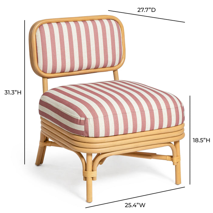 Dorine Striped Performance Linen &amp; Rattan Accent Chair