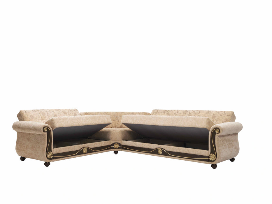 Ottomanson Americana Collection Upholstered Convertible Sectional with Storage