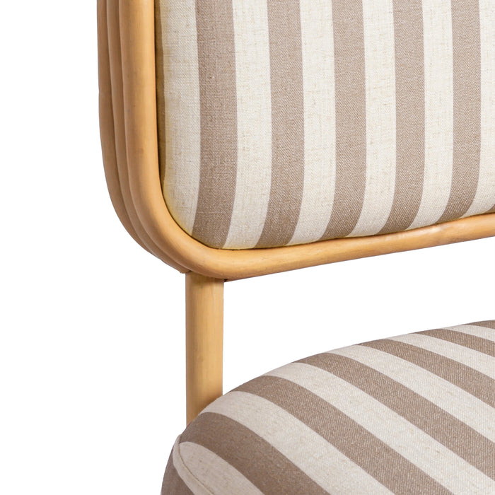 Dorine Striped Performance Linen &amp; Rattan Accent Chair