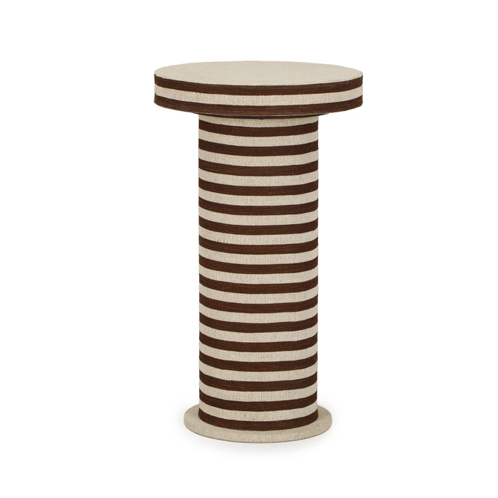 Lyra Natural Striped Cotton Jute Contract-Grade Side Table