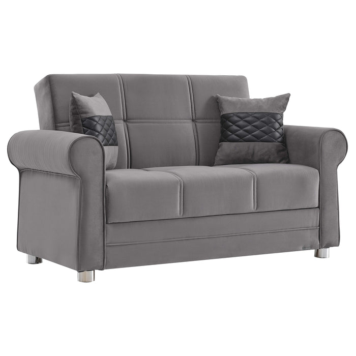 Ottomanson Sara Collection Upholstered Convertible Loveseat with Storage