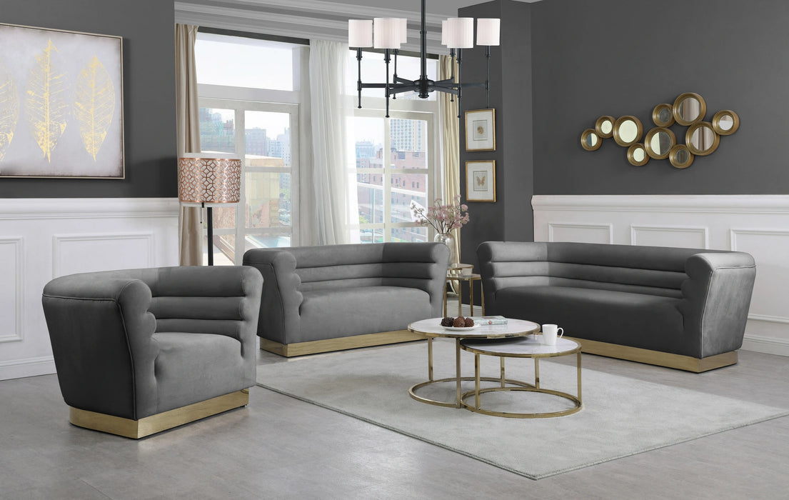 Bellini Grey Velvet Loveseat