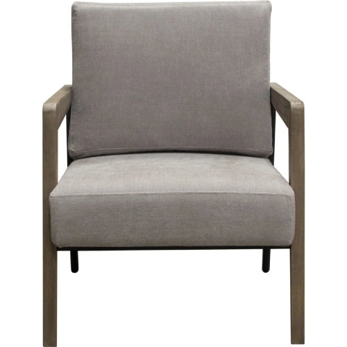 Blair Accent Chair in Grey Fabric with Curved Wood Leg Detail