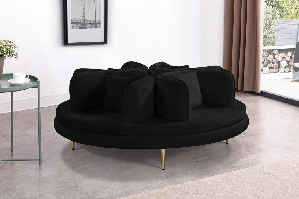 Circlet Black Velvet Round Sofa Settee